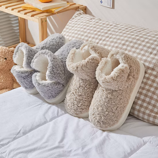 Pantofole in cotone per camera da letto da donna calde di alta qualità garantite con stivali corti e soffici